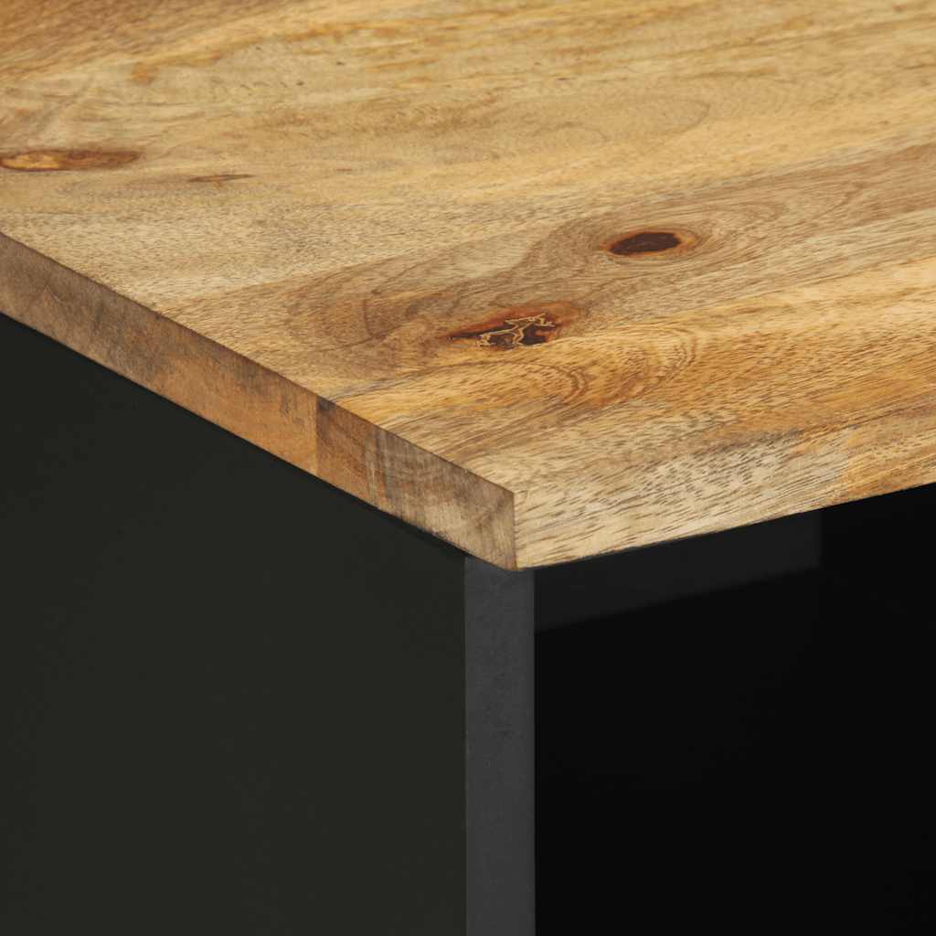 Tv Cabinet Black 80X33.5X46 Cm Solid Rough Wood Mango