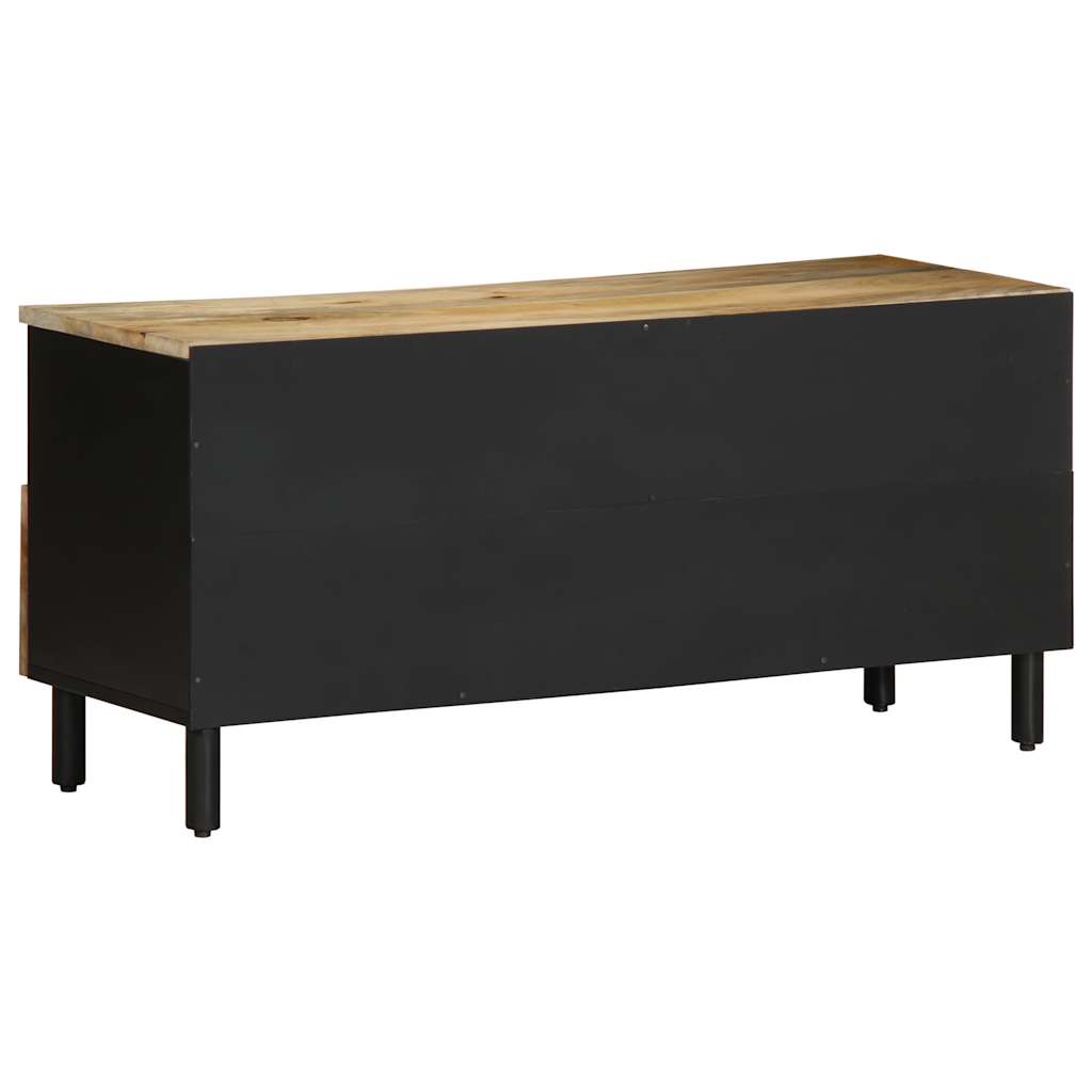 Tv Cabinet Black 100X33.5X46 Cm Solid Rough Wood Mango