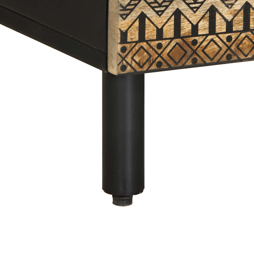 Tv Cabinet Black 100X33.5X46 Cm Solid Rough Wood Mango