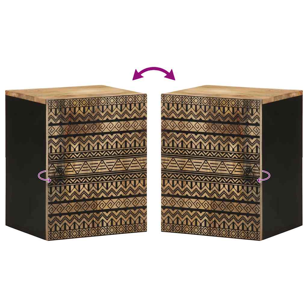 Bathroom Hanging Cabinet Black 38X33.5X48 Cm Solid Wood Mango