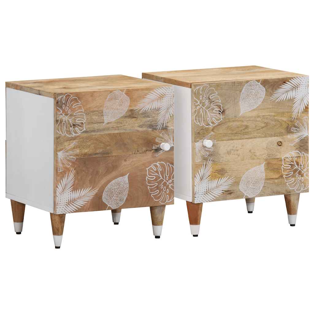 Bedside Cabinets 2 Pcs 40X33.5X46 Cm Solid Wood Mango