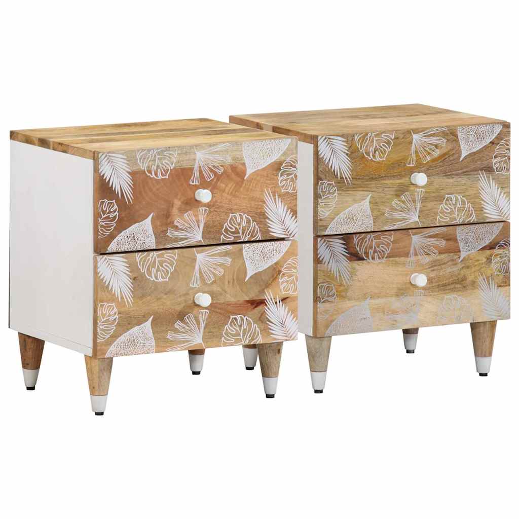 Bedside Cabinets 2 Pcs 40X33.5X46 Cm Solid Wood Mango