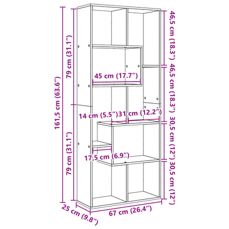 Room Divider Bookcase 67X25X161.5 Cm Engineered Wood