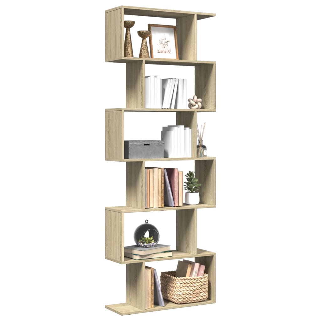 Room Divider Bookcase 6-Tier 70X24X Engineered Wood