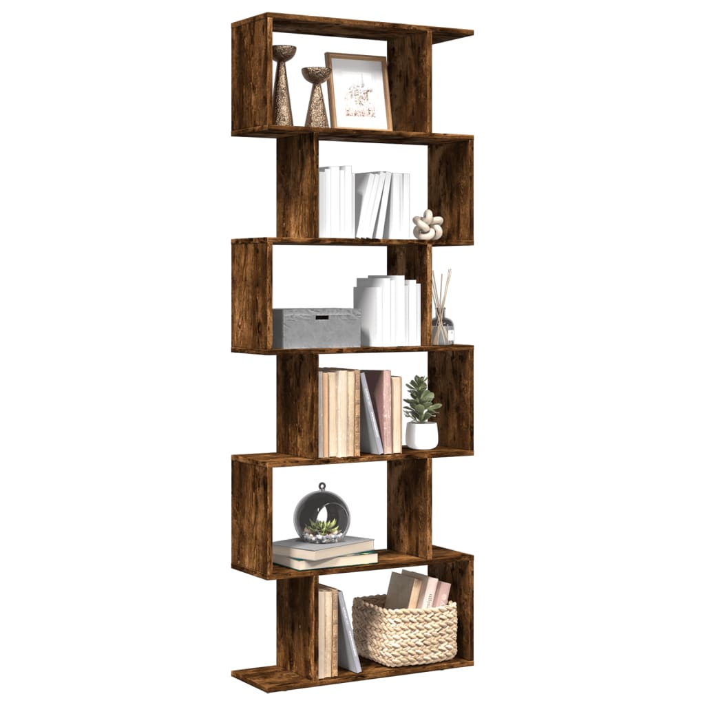 Room Divider Bookcase 6-Tier 70X24X Engineered Wood