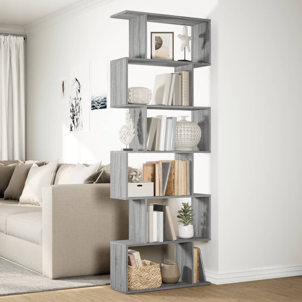 Room Divider Bookcase 6-Tier 70X24X Engineered Wood