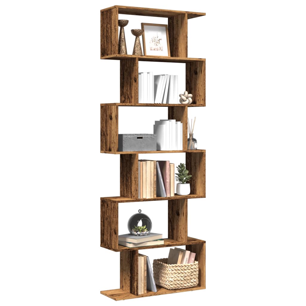 Room Divider Bookcase 6-Tier 70X24X Engineered Wood