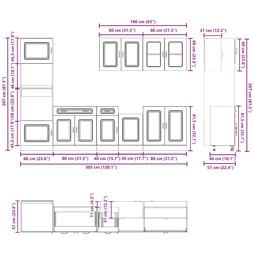 7 Piece Kitchen Cabinet Set Kalmar Engineered Wood