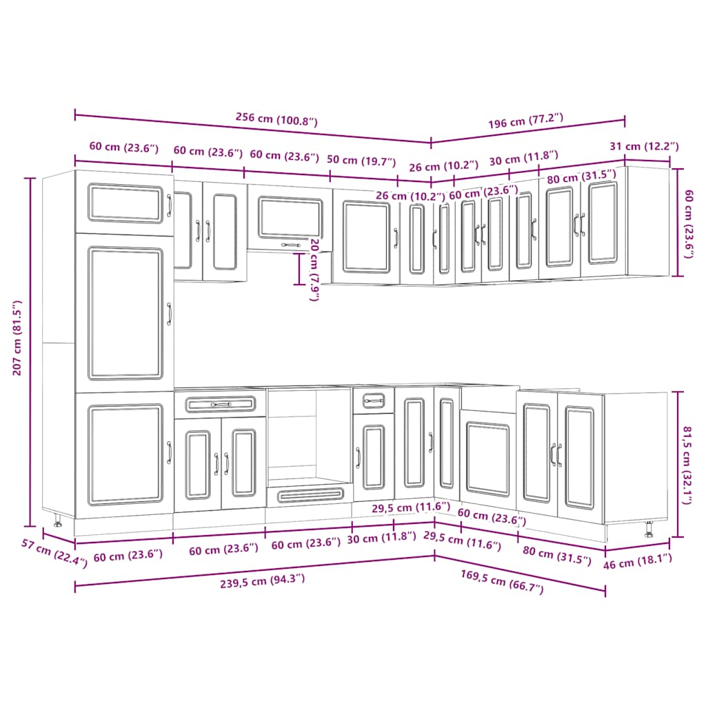 14 Piece Kitchen Cabinet Set Kalmar Gloss White Engineered Wood