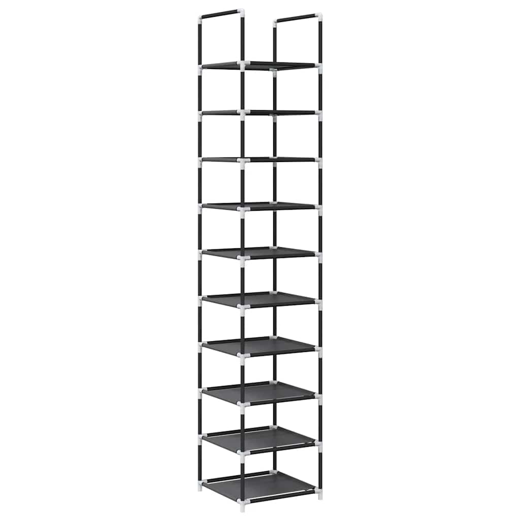 Shoe Rack 10-Tier Black 33X33X174 Cm Non-Woven Fabric
