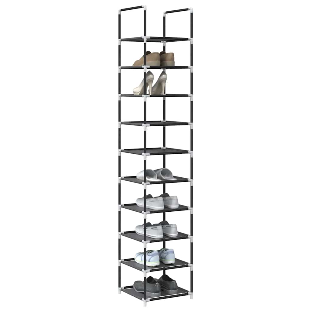 Shoe Rack 10-Tier Black 33X33X174 Cm Non-Woven Fabric
