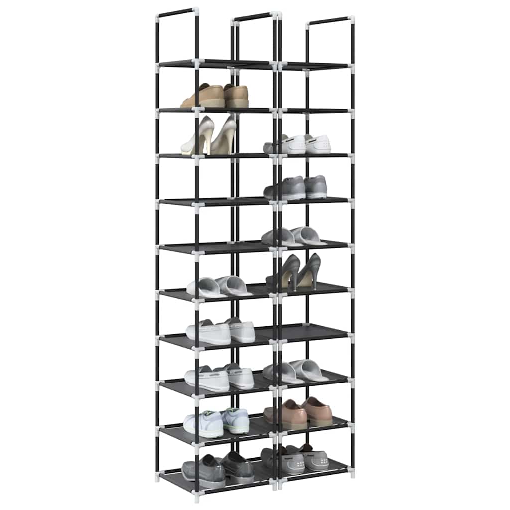 Shoe Rack 10-Tier Black 33X33X174 Cm Non-Woven Fabric
