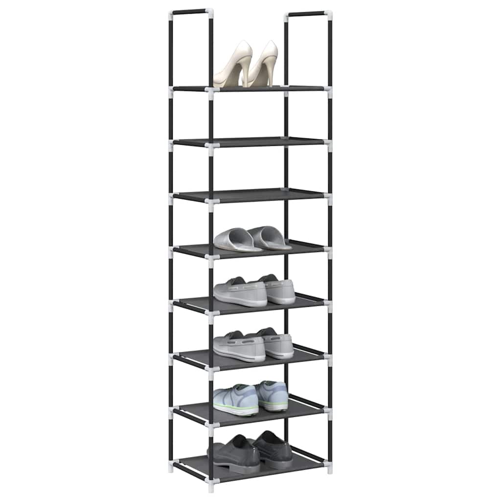 Shoe Rack 10-Tier Black Non-Woven Fabric
