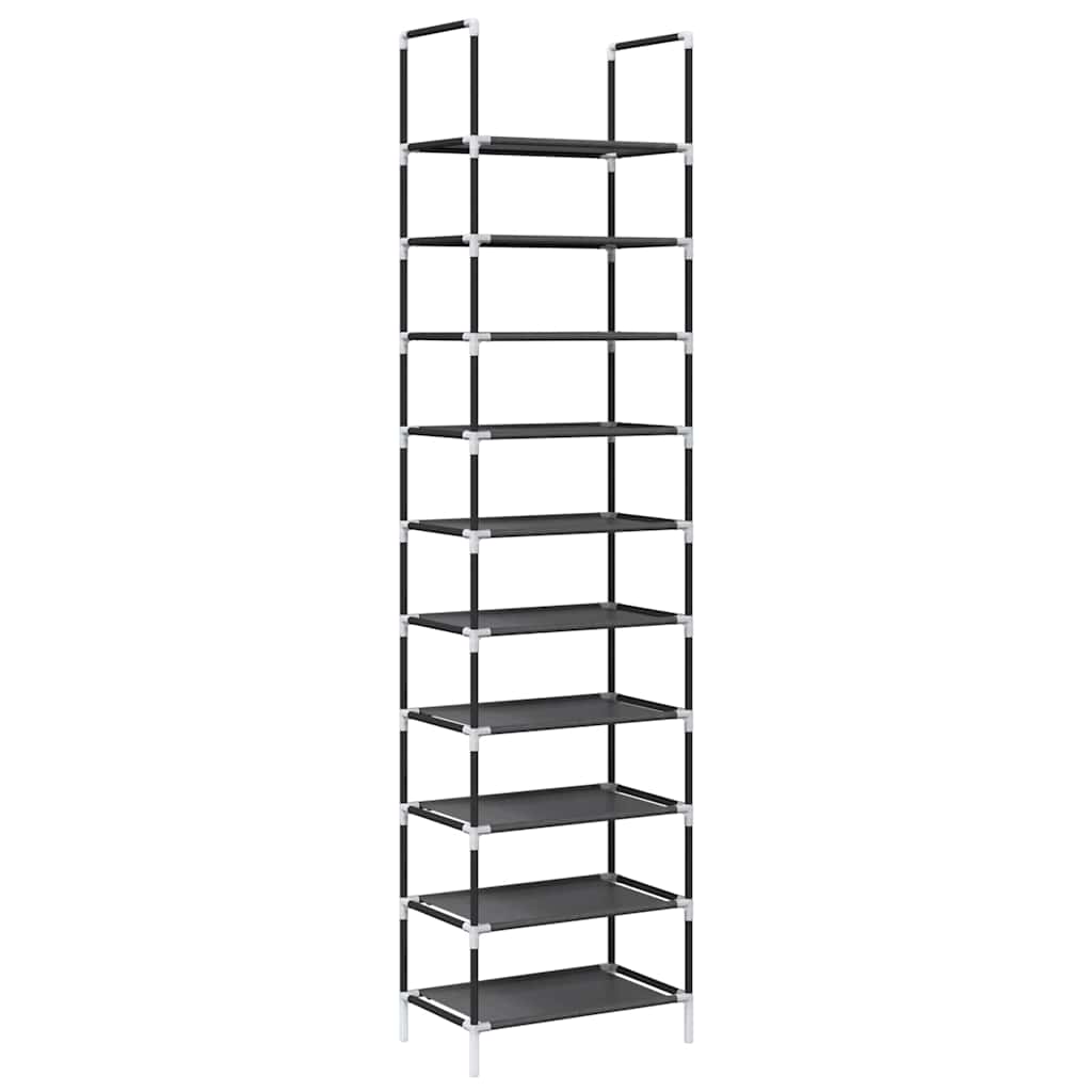 Shoe Rack 10-Tier Black Non-Woven Fabric