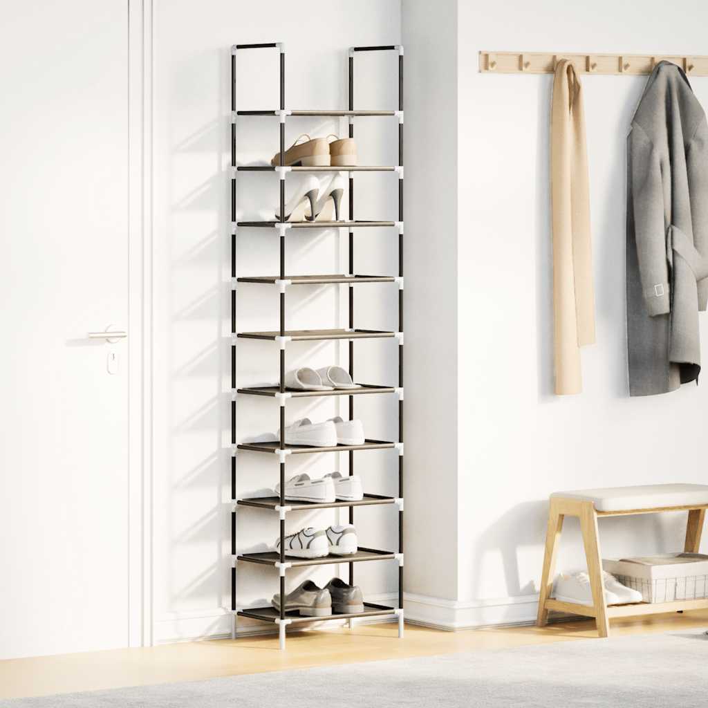 Shoe Rack 10-Tier Black Non-Woven Fabric