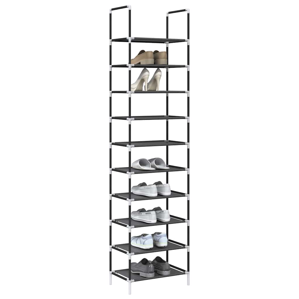Shoe Rack 10-Tier Black Non-Woven Fabric