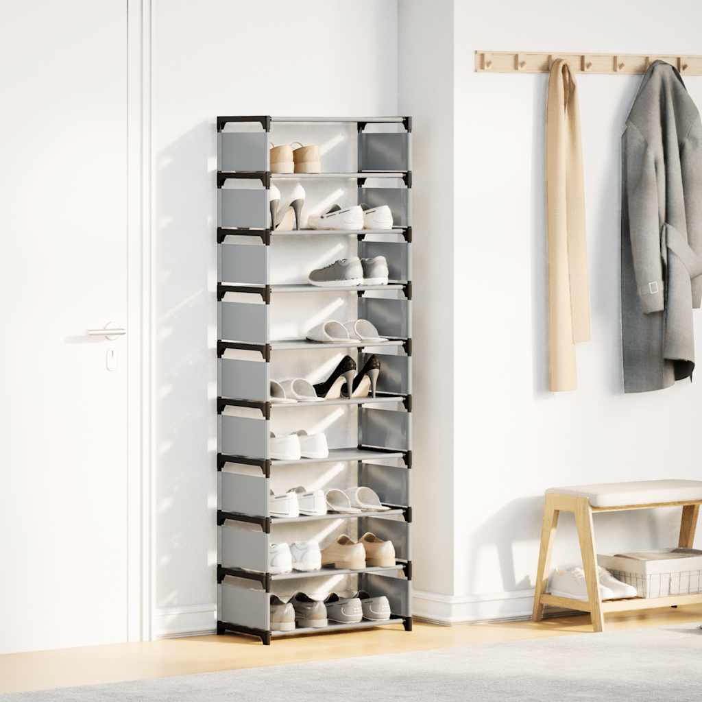 Shoe Rack 10-Tier Grey 54X28X Non-Woven Fabric