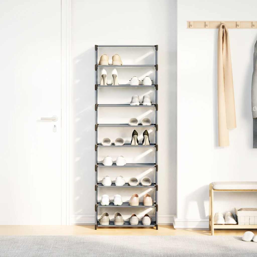 Shoe Rack 10-Tier Grey 54X28X Non-Woven Fabric