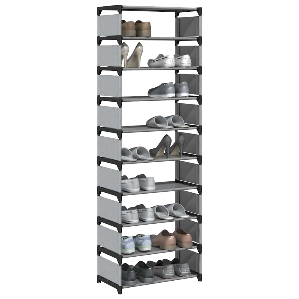 Shoe Rack 10-Tier Grey 54X28X Non-Woven Fabric
