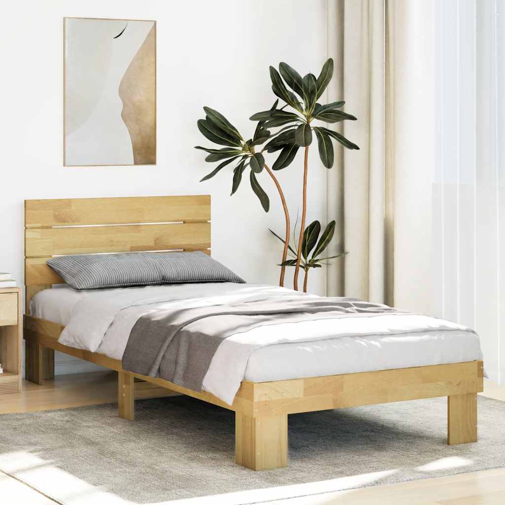 Bed Frame With Headboard Without Mattress Solid Wood Oak