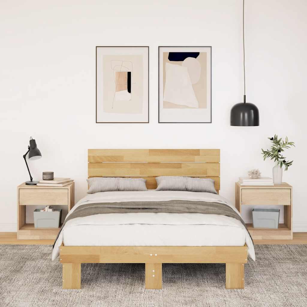 Bed Frame With Headboard Without Mattress Solid Wood Oak