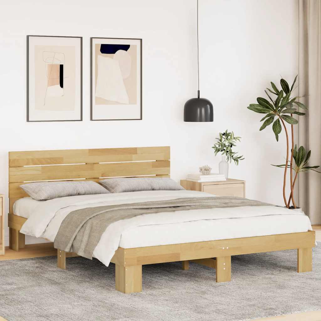 Bed Frame With Headboard Without Mattress Solid Wood Oak