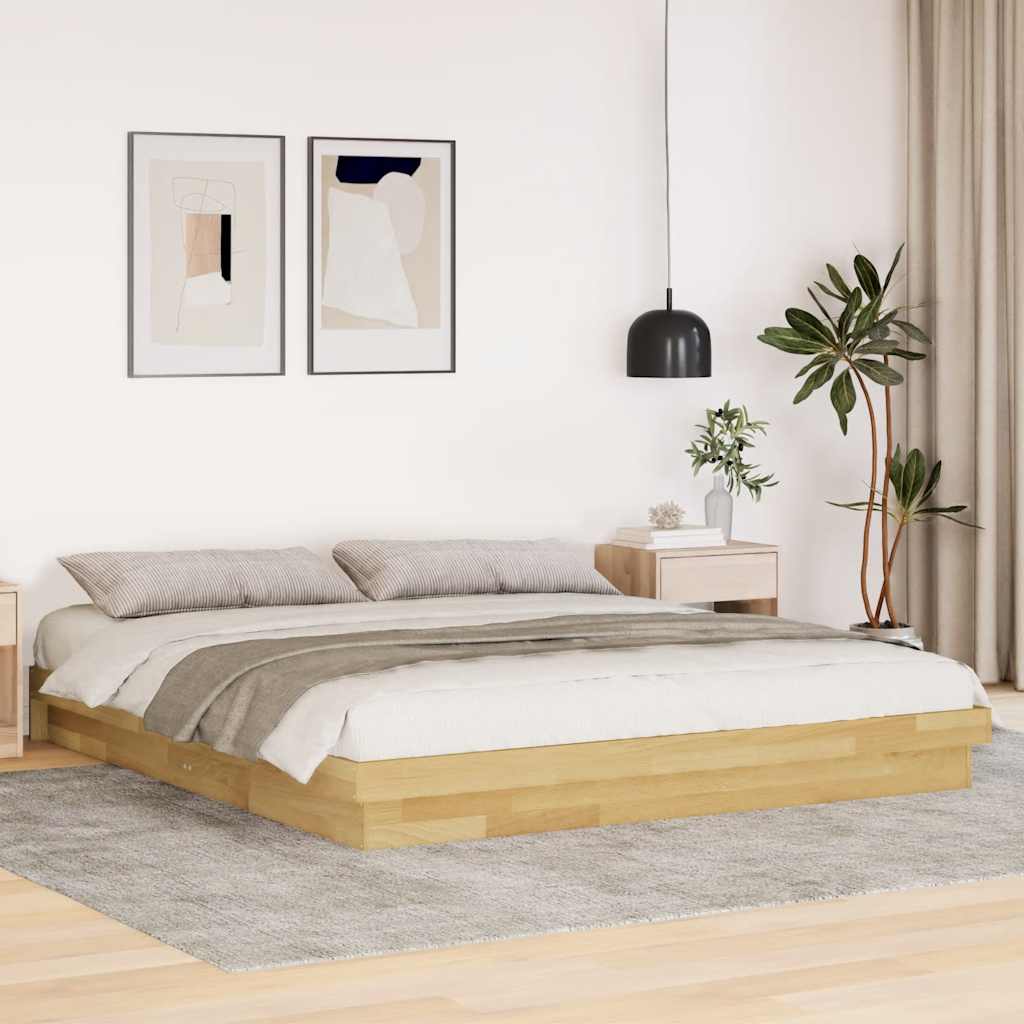 Bed Frame Without Mattress Super King Solid Wood Oak