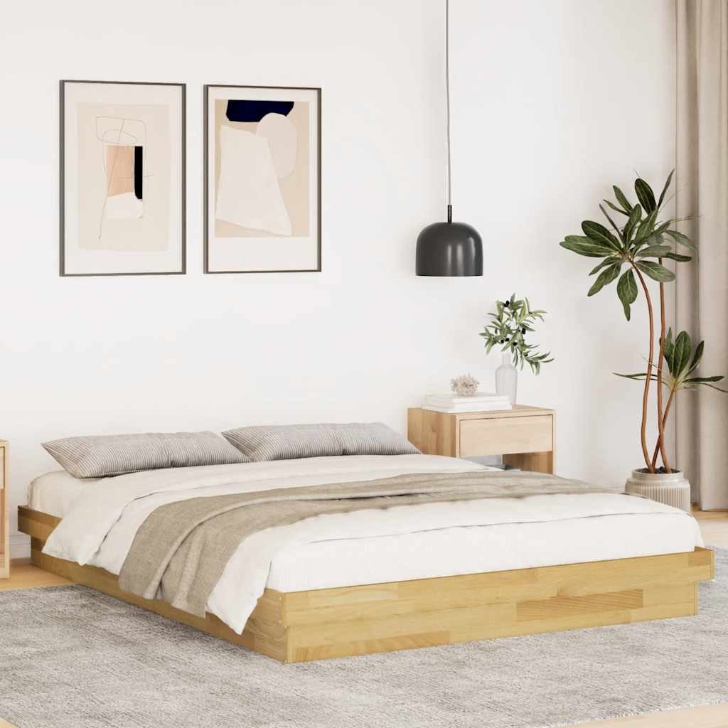Bed Frame Without Mattress Super King Solid Wood Oak
