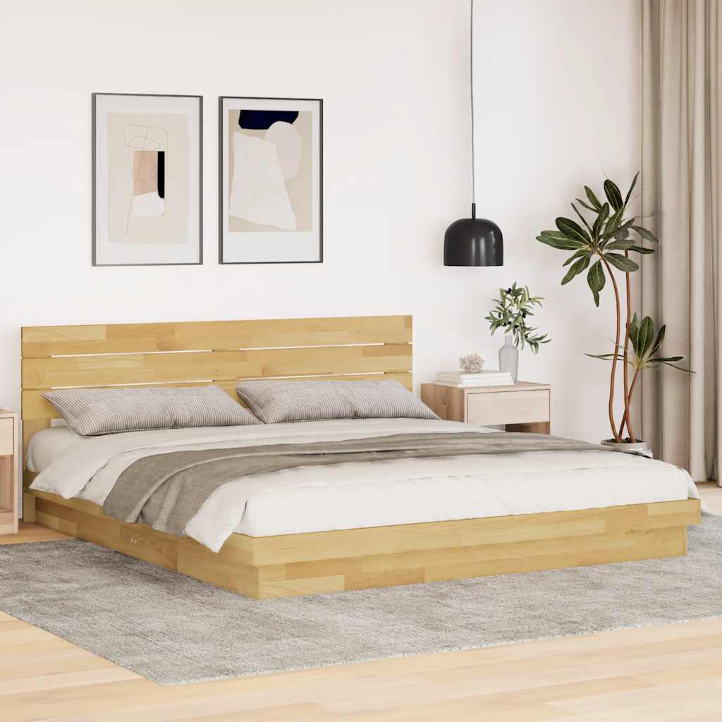 Bed Frame With Headboard Without Mattress Solid Wood Oak