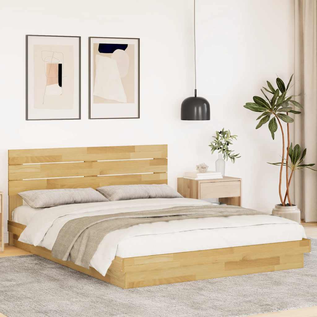 Bed Frame With Headboard Without Mattress Solid Wood Oak