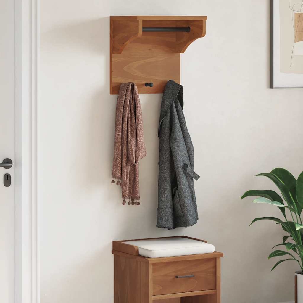 Wall-Mounted Coat Rack Sandnes 43X30X42 Cm Solid Wood Pine