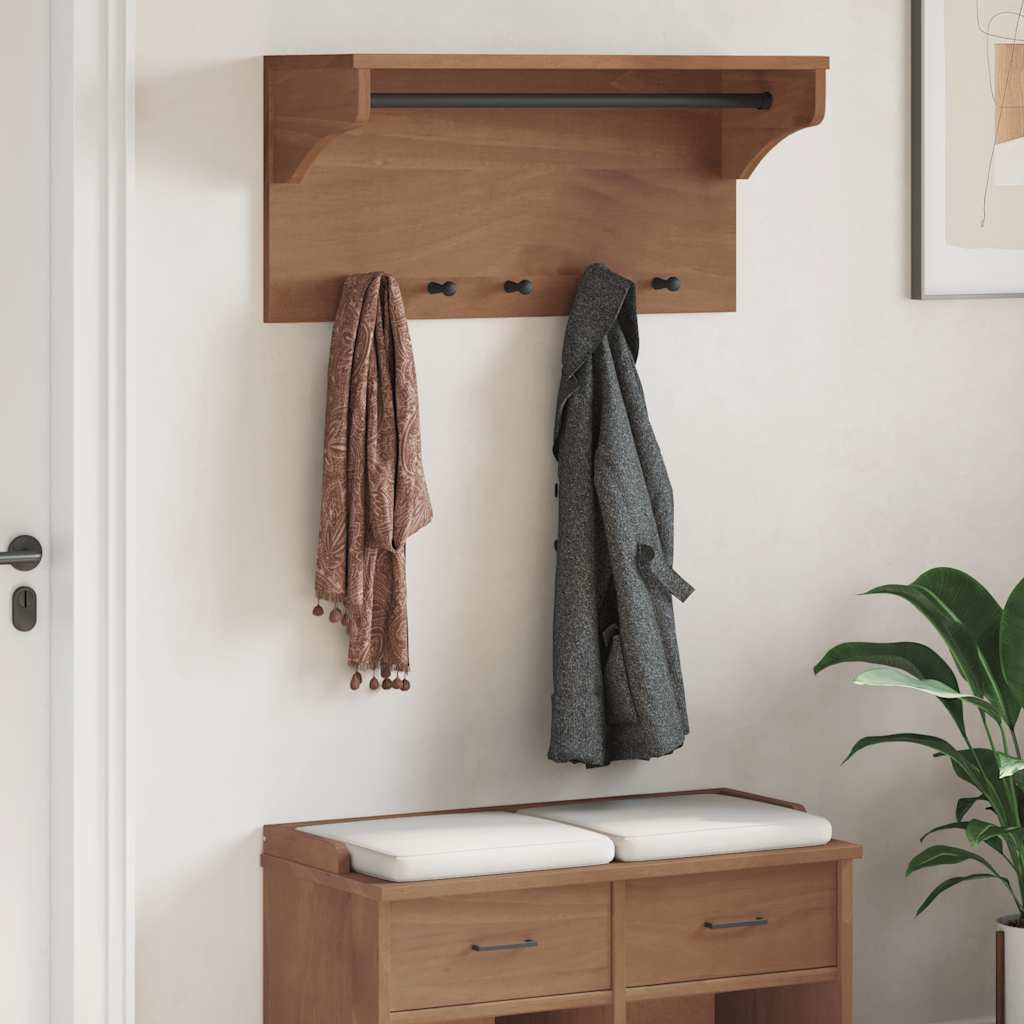 Wall-Mounted Coat Rack Sandnes 87X30X42 Cm Solid Wood Pine