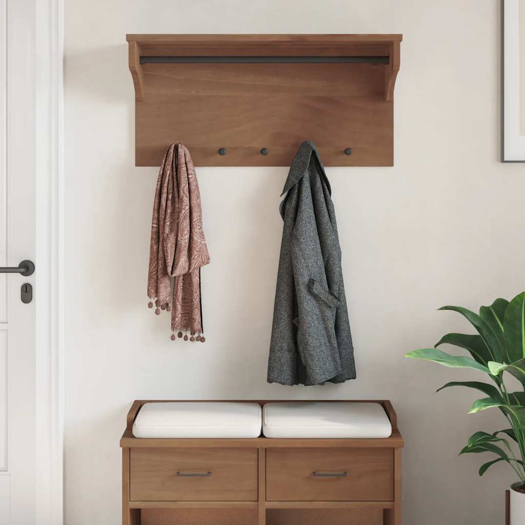 Wall-Mounted Coat Rack Sandnes 87X30X42 Cm Solid Wood Pine