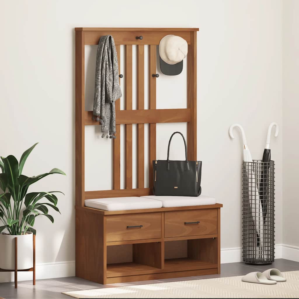 Hall Tree Sandens 87X40X159.5Cm Solid Wood Pine