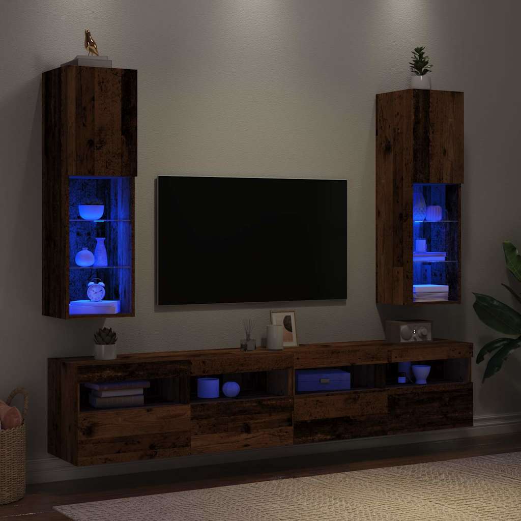 Tv Cabinets With Led Lights 2 Pcs 30.5X30X Old Wood