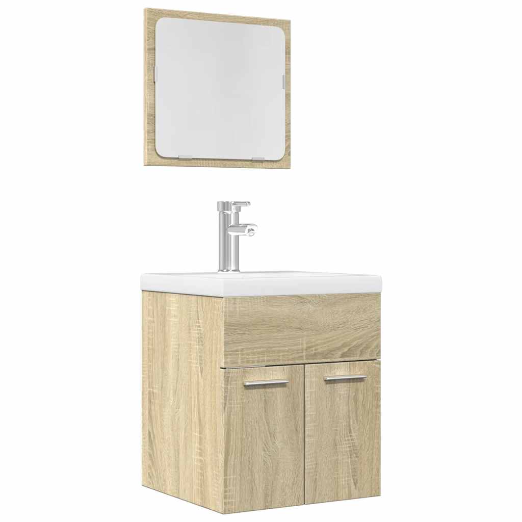 2 Piece Bathroom Furniture Set Engineered Wood