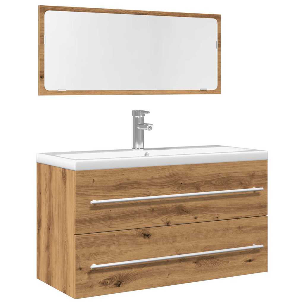 2 Piece Bathroom Furniture Set Engineered Wood