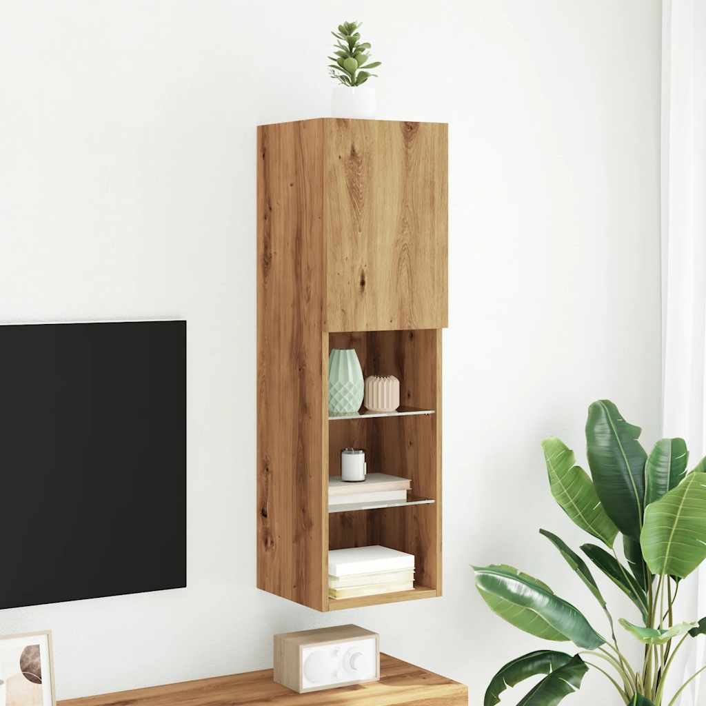Tv Cabinet With Led Lights Artisian Oak 30.5X30X Artisan Oak