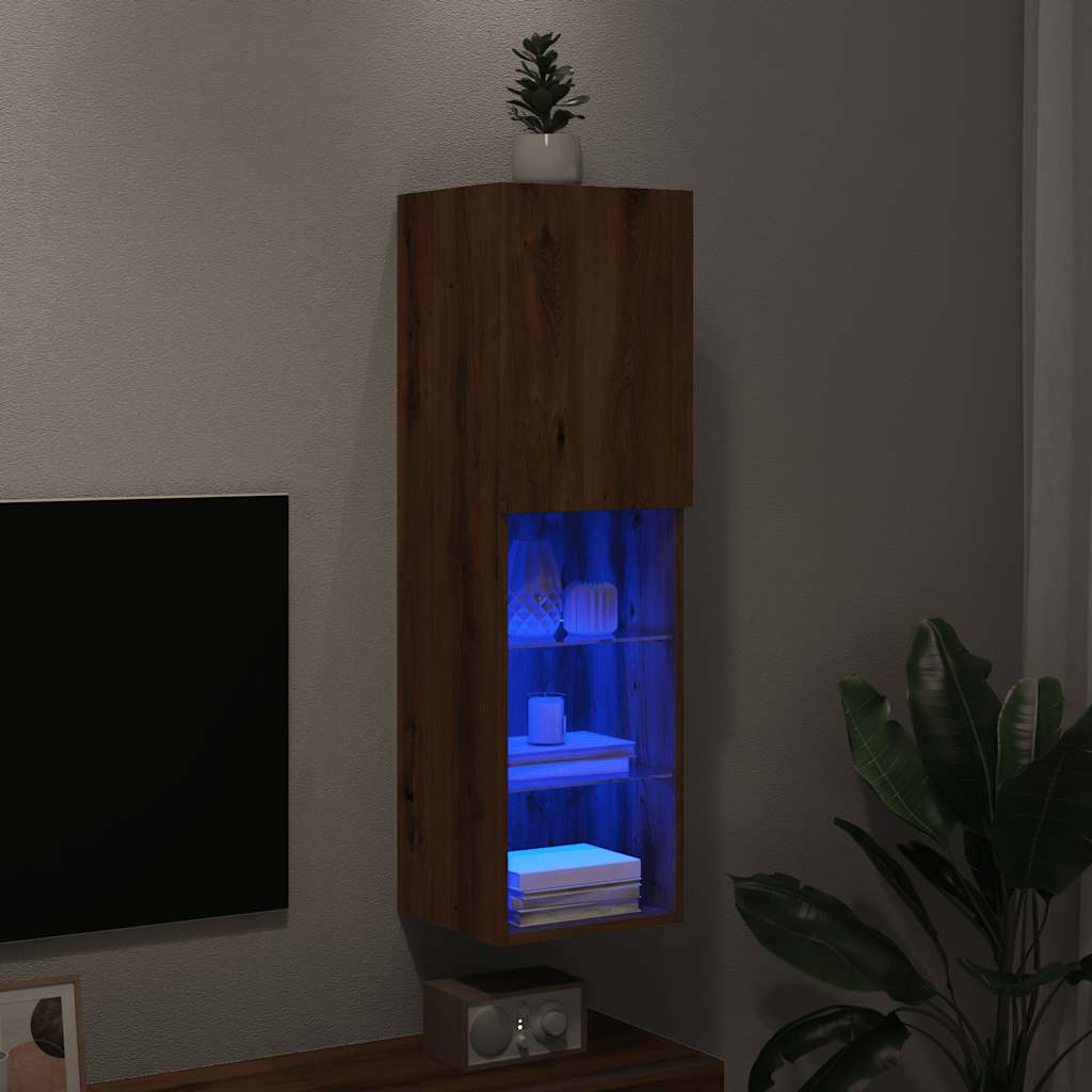 Tv Cabinet With Led Lights Artisian Oak 30.5X30X Artisan Oak