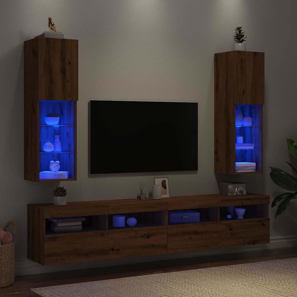 Tv Cabinet With Led Lights Artisian Oak 30.5X30X Artisan Oak