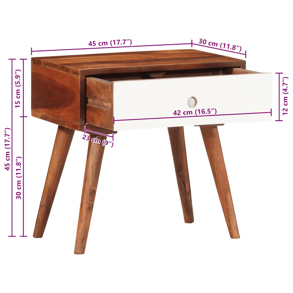 Side Table 45X30X45 Cm Solid Wood Acacia