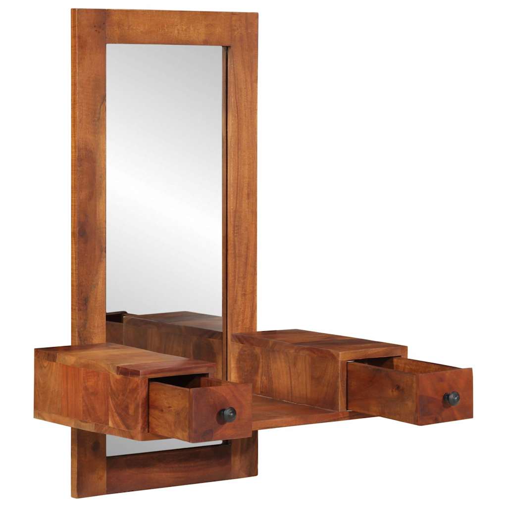 Wall Mirror With Drawers 60X33X90 Cm Solid Wood Acacia