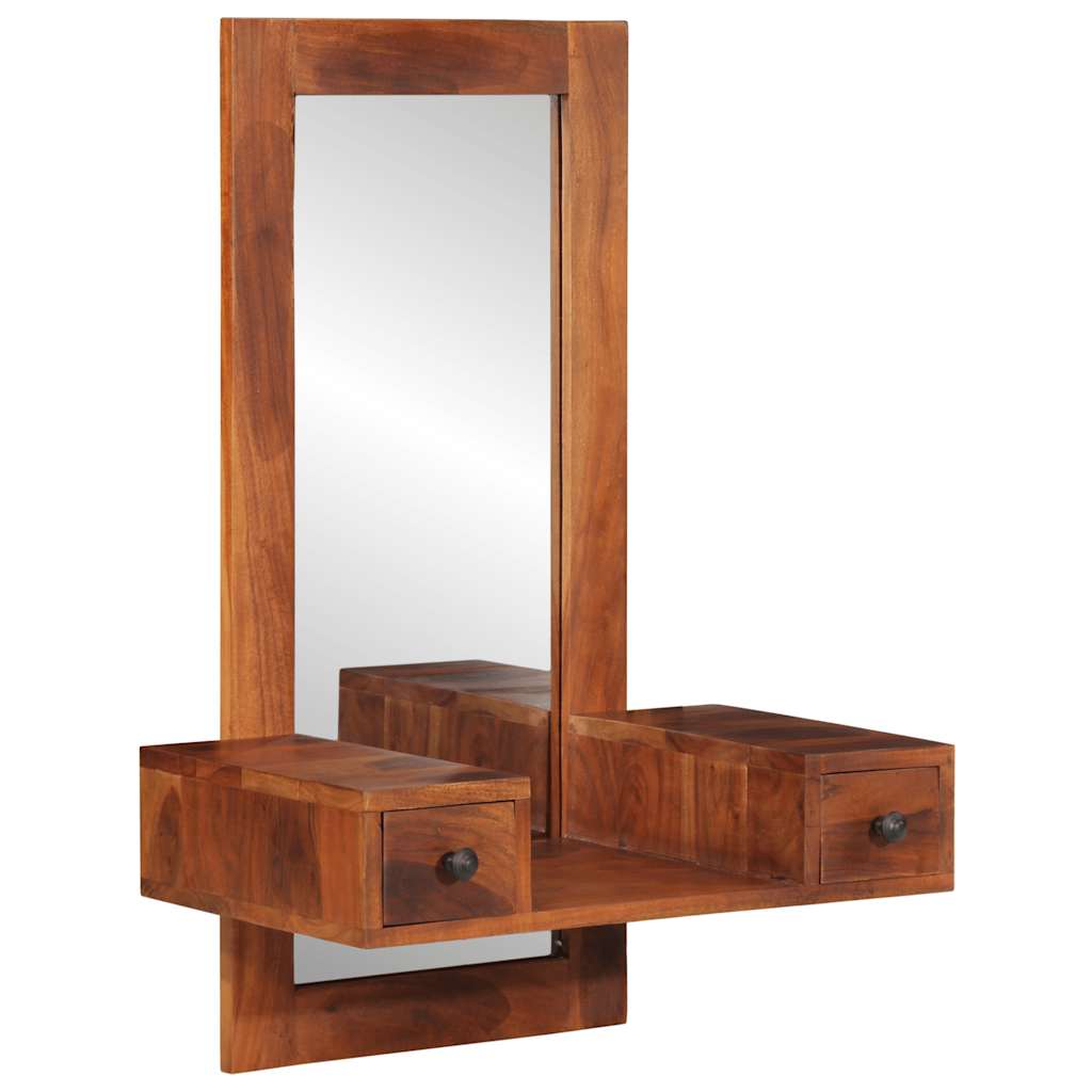 Wall Mirror With Drawers 60X33X90 Cm Solid Wood Acacia