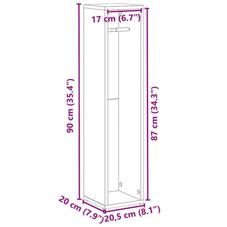 Bathroom Cabinet With Roll Holder 20.5X20X90 Cm