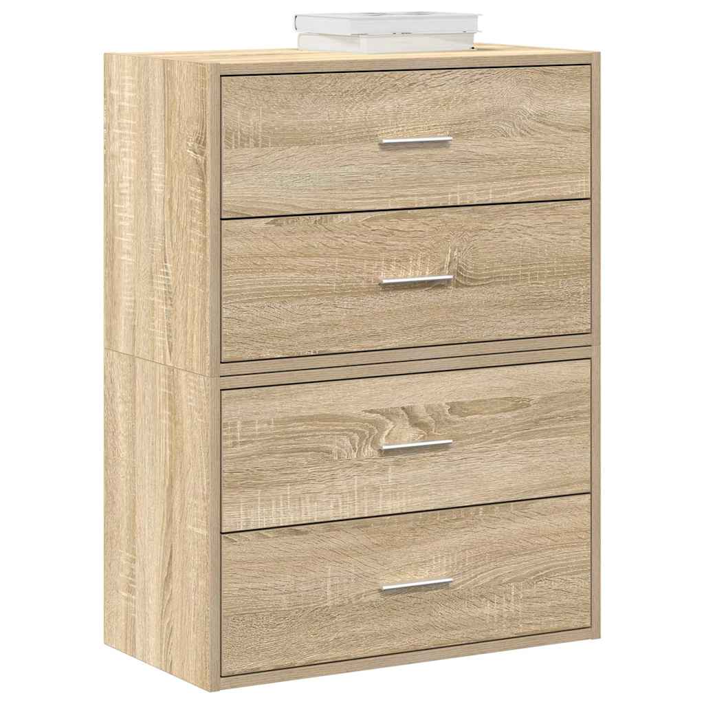 Cabinets With 2 Drawers 2 Pcs Oak 60X31X40 Cm Engineered Wood