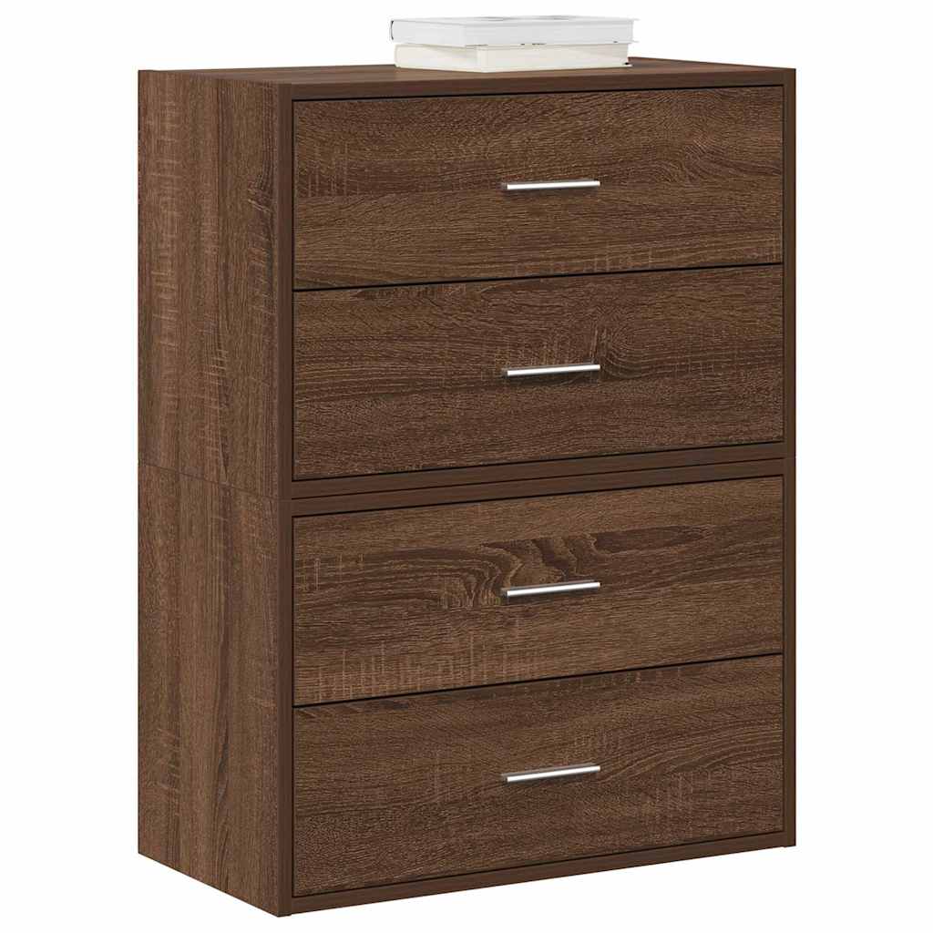 Cabinets With 2 Drawers 2 Pcs Oak 60X31X40 Cm Engineered Wood