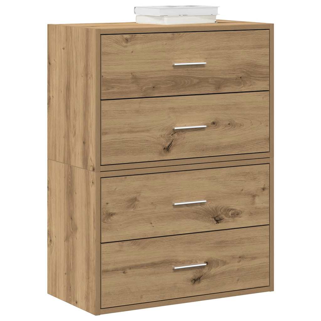 Cabinets With 2 Drawers 2 Pcs Oak 60X31X40 Cm Engineered Wood