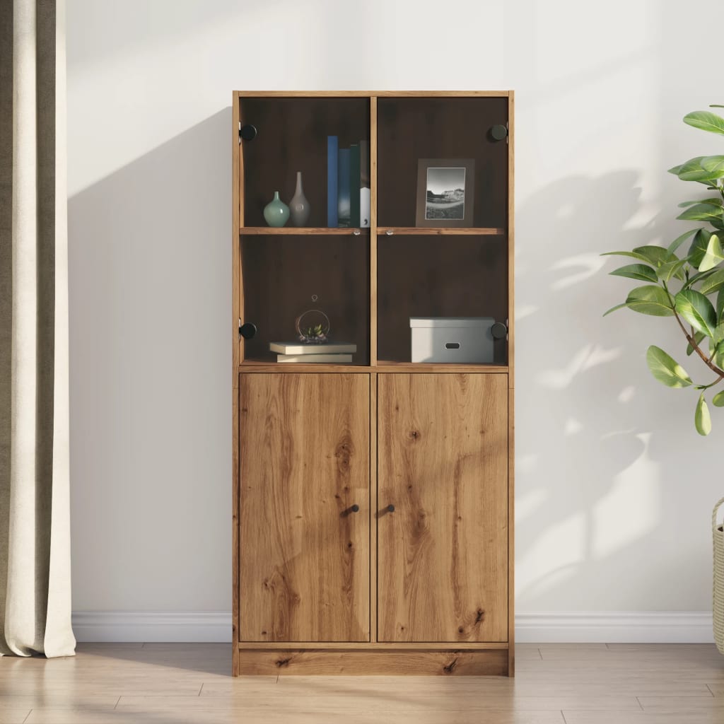 Bookcase With Doors 136X37X142 Cm Engineered Wood