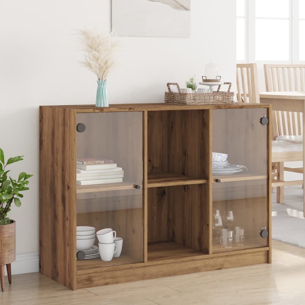 Bookcase With Doors 204X37X75 Cm Engineered Wood