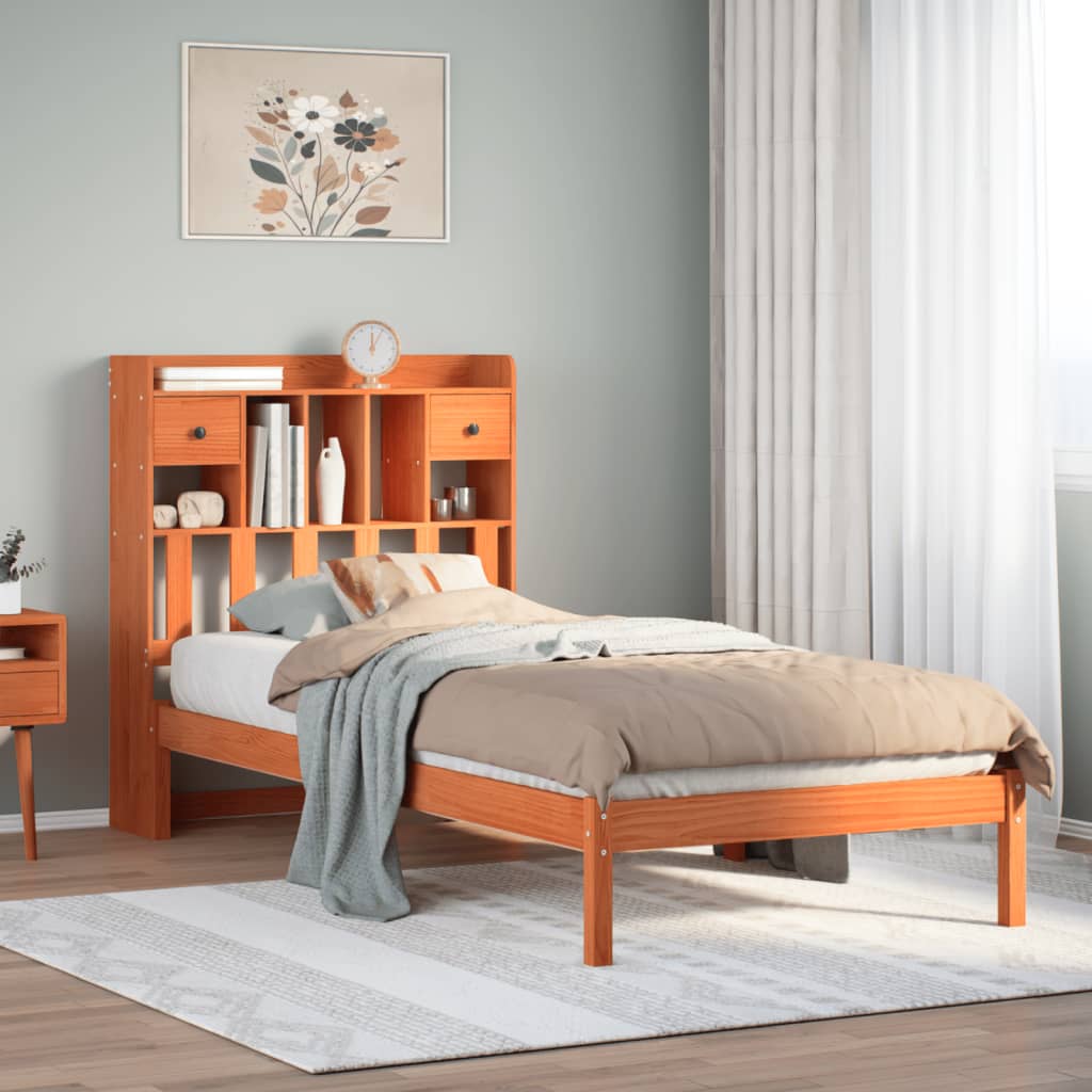 Bookcase Bed Without Mattress Solid Wood Pine